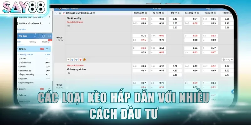Các loại kèo hấp dẫn với nhiều cách đầu tư