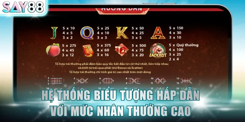 Hệ thống biểu tượng hấp dẫn với mức nhân thưởng cao
