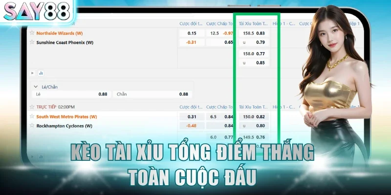 Kèo tài xỉu tổng điểm thắng toàn cuộc đấu