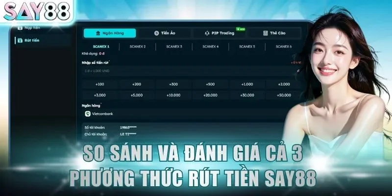 So sánh và đánh giá cả 3 phương thức rút tiền SAY88